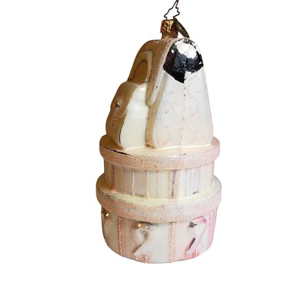 CHRISTOPHER RADKO 6" CHRISTMAS ORNAMENT BREAST CANCER SURVIVOR PINK CAKE READ - Picture 2 of 7